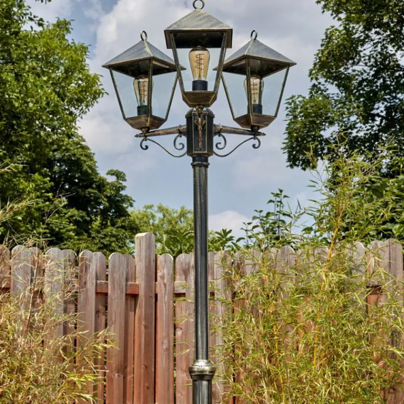 Luminaires Rustiques-hofstein Anfei Luminaire extérieur, Réverbère, Eclairage de chemin Or, Noir, 3 lumières