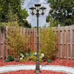 Luminaires Rustiques-hofstein Anfei Luminaire extérieur, Réverbère, Eclairage de chemin Or, Noir, 3 lumières