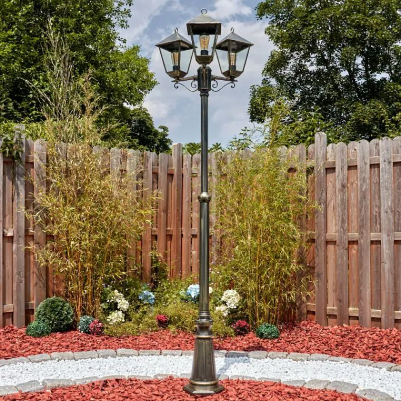 Luminaires Rustiques-hofstein Anfei Luminaire extérieur, Réverbère, Eclairage de chemin Or, Noir, 3 lumières