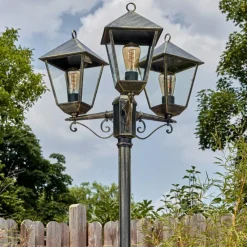 Luminaires Rustiques-hofstein Anfei Luminaire extérieur, Réverbère, Eclairage de chemin Or, Noir, 3 lumières