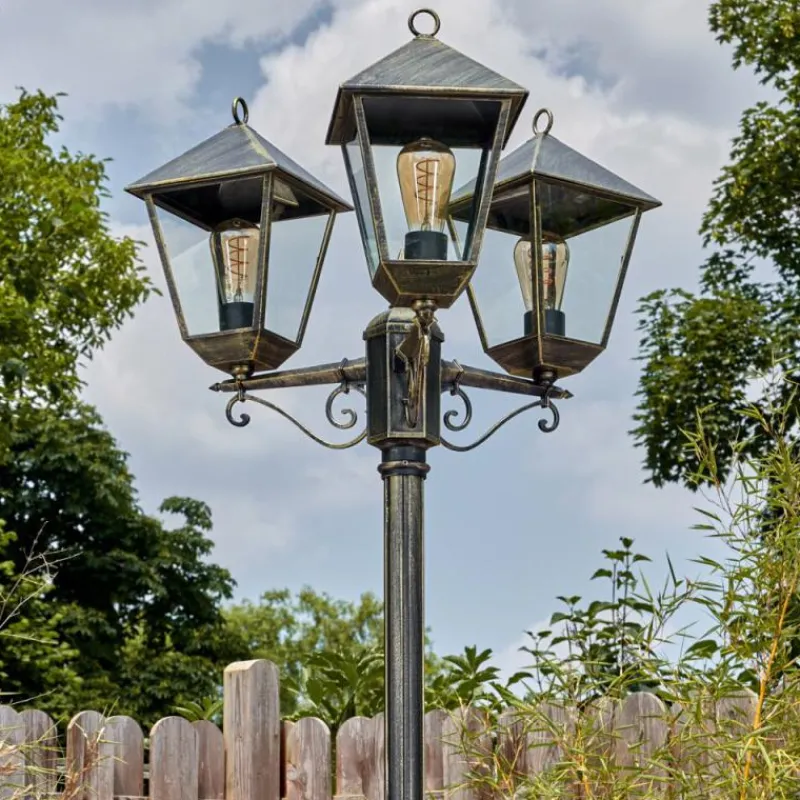 Luminaires Rustiques-hofstein Anfei Luminaire extérieur, Réverbère, Eclairage de chemin Or, Noir, 3 lumières