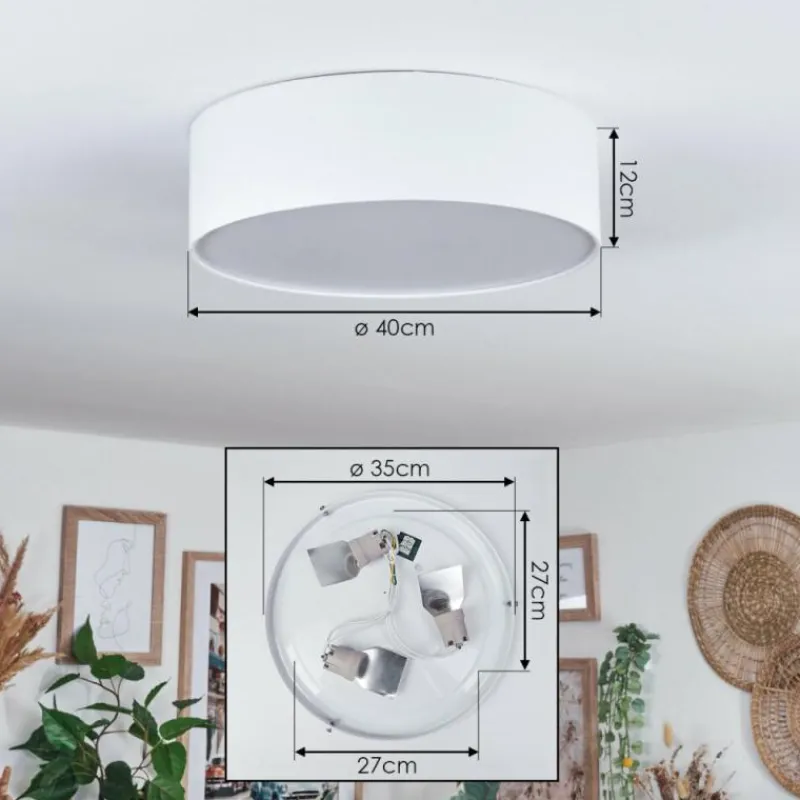 Lampes En Tissu-hofstein Antillo Plafonnier Blanc, 3 lumières