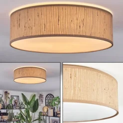 Lampes En Tissu-hofstein Antillo Plafonnier Brun, Écru, Blanc, 3 lumières