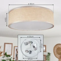 Lampes En Tissu-hofstein Antillo Plafonnier Nickel mat, 3 lumières
