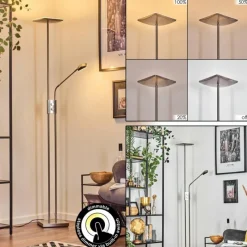 hofstein Antra Lampadaire LED Nickel mat, 1 lumière