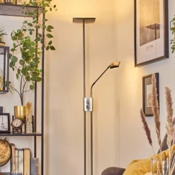 hofstein Antra Lampadaire LED Nickel mat, 1 lumière