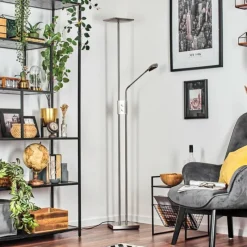 hofstein Antra Lampadaire LED Nickel mat, 1 lumière