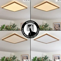 hofstein Antra Plafonnier, Panel LED Couleur bois, Blanc, 1 lumière