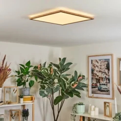 hofstein Antra Plafonnier, Panel LED Couleur bois, Blanc, 1 lumière