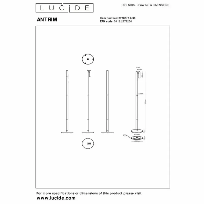 Luminaires Lucide ANTRIM Lampadaire LED Noir, 1 lumière* Éclairage Led