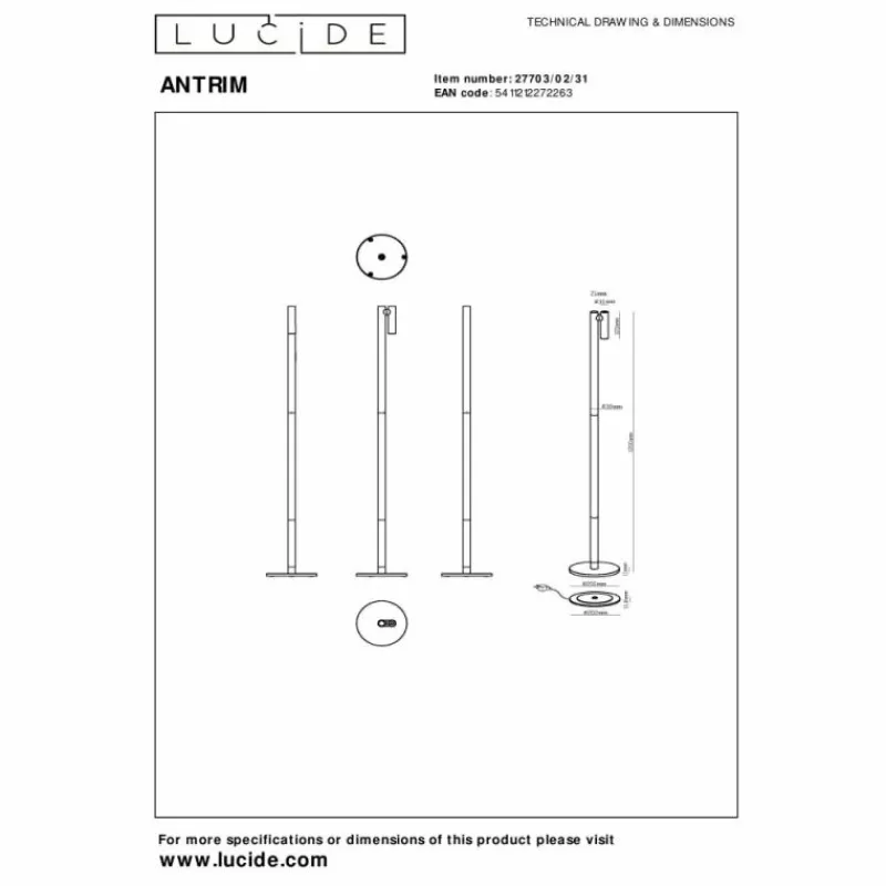 Luminaires Lucide ANTRIM Lampadaire LED Blanc, 1 lumière* Éclairage Led