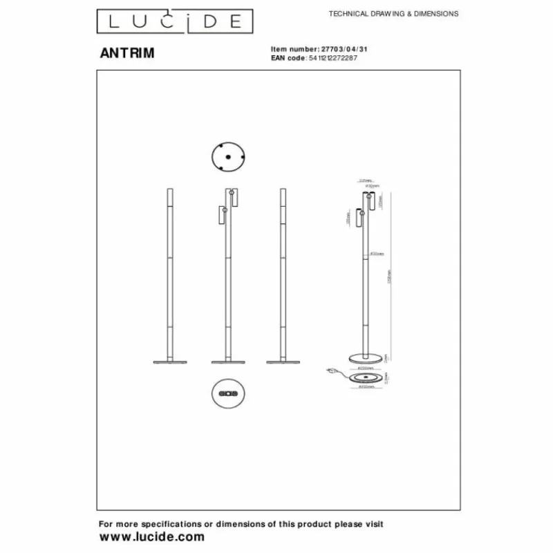 Luminaires Lucide ANTRIM Lampadaire LED Blanc, 2 lumières* Éclairage Led