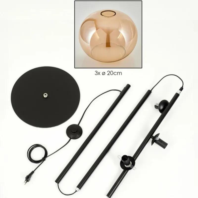 hofstein Apedo Lampadaire Ambre, 3 lumières