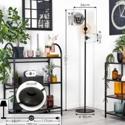 hofstein Apedo Lampadaire Ambre, Clair, Fumé, 3 lumières