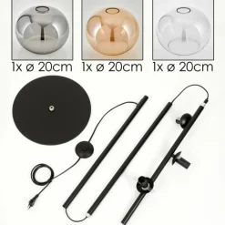 hofstein Apedo Lampadaire Ambre, Clair, Fumé, 3 lumières