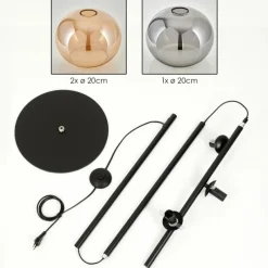 hofstein Apedo Lampadaire Ambre, Fumé, 3 lumières