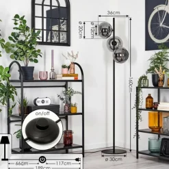 hofstein Apedo Lampadaire Fumé, 3 lumières