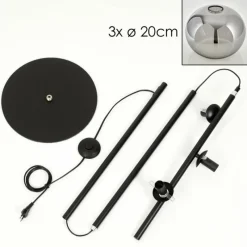 hofstein Apedo Lampadaire Fumé, 3 lumières