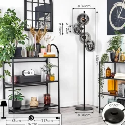 Suspension Verre Fumé-hofstein Apedo Lampadaire Fumé, 4 lumières