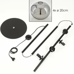 Suspension Verre Fumé-hofstein Apedo Lampadaire Fumé, 4 lumières