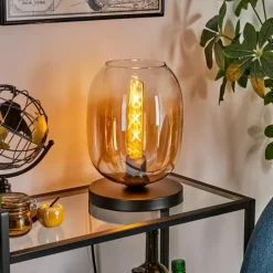 hofstein Apedo Lampe à poser Ambre, Clair, 1 lumière