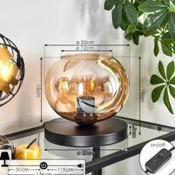 hofstein Apedo Lampe à poser Noir, 1 lumière