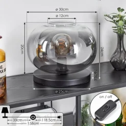 hofstein Apedo Lampe à poser Noir, 1 lumière