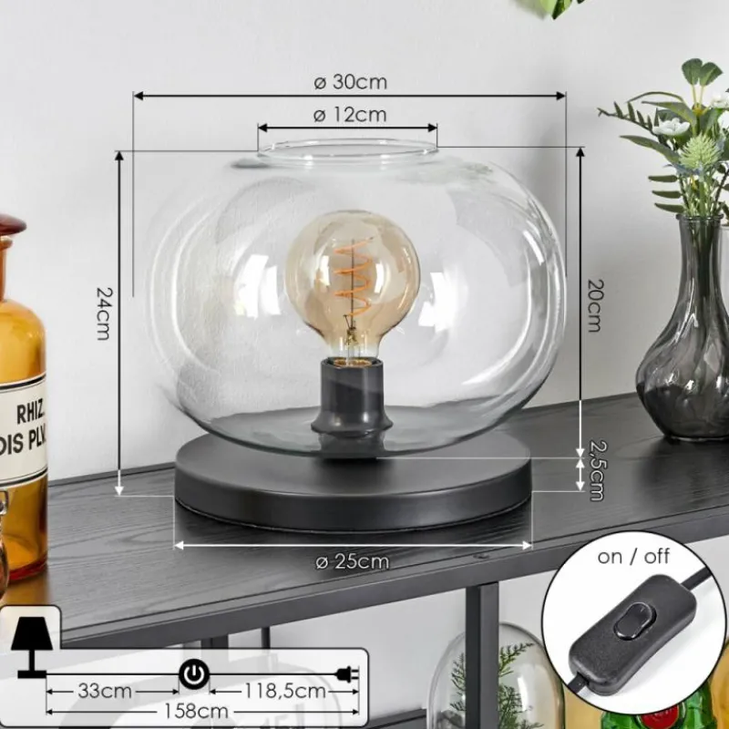 hofstein Apedo Lampe à poser Noir, 1 lumière