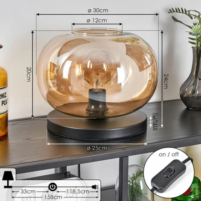 hofstein Apedo Lampe à poser Noir, 1 lumière