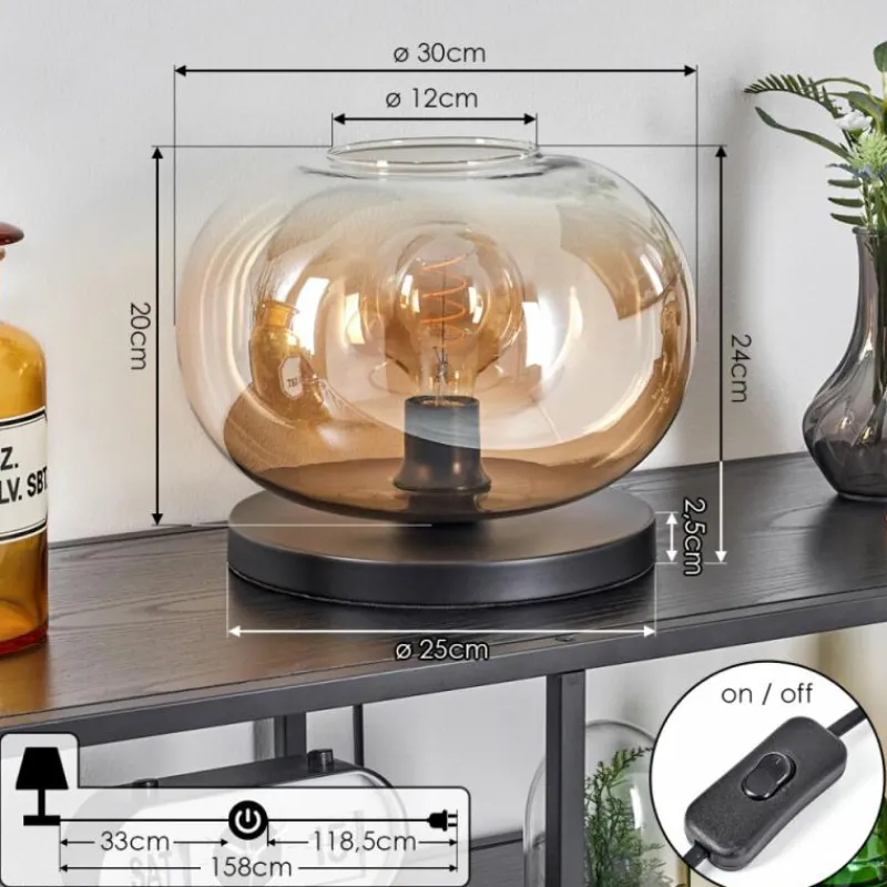 hofstein Apedo Lampe à poser Noir, 1 lumière