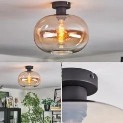 hofstein Apedo Plafonnier Ambre, Clair, 1 lumière