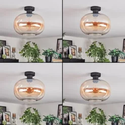 hofstein Apedo Plafonnier Ambre, Clair, 1 lumière