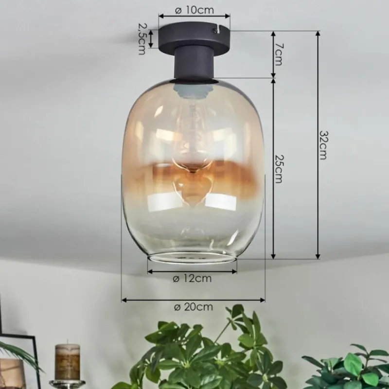 hofstein Apedo Plafonnier Ambre, Clair, 1 lumière