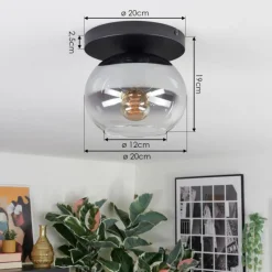 hofstein Apedo Plafonnier, Boule lumineuse Clair, Fumé, 1 lumière