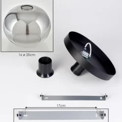 hofstein Apedo Plafonnier, Boule lumineuse Clair, Fumé, 1 lumière