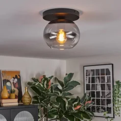 hofstein Apedo Plafonnier, Boule lumineuse Clair, Fumé, 1 lumière