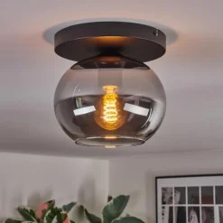 hofstein Apedo Plafonnier, Boule lumineuse Fumé, 1 lumière