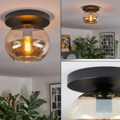 hofstein Apedo Plafonnier, Boule lumineuse Ambre, 1 lumière