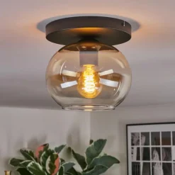 hofstein Apedo Plafonnier, Boule lumineuse Ambre, Clair, 1 lumière