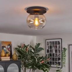 hofstein Apedo Plafonnier, Boule lumineuse Ambre, Clair, 1 lumière