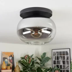 hofstein Apedo Plafonnier, Boule lumineuse Clair, Fumé, 1 lumière