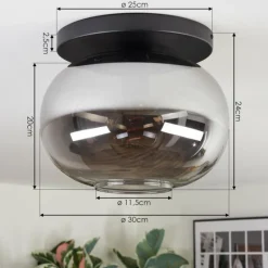 hofstein Apedo Plafonnier, Boule lumineuse Fumé, 1 lumière