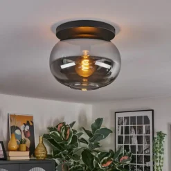 hofstein Apedo Plafonnier, Boule lumineuse Fumé, 1 lumière