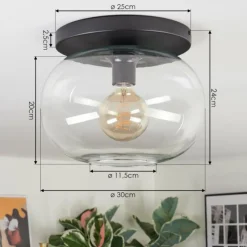 hofstein Apedo Plafonnier, Boule lumineuse Clair, 1 lumière