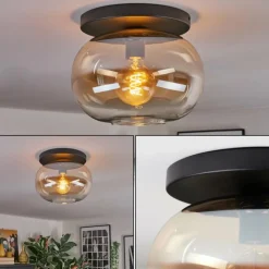 hofstein Apedo Plafonnier, Boule lumineuse Ambre, Clair, 1 lumière