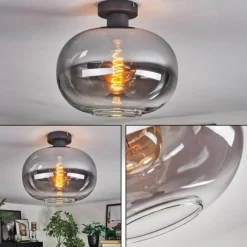 hofstein Apedo Plafonnier, Boule lumineuse Clair, Fumé, 1 lumière