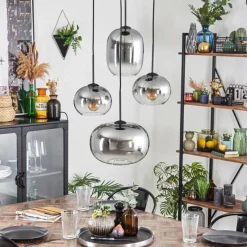 hofstein Apedo Suspension, Boule lumineuse, Suspension Clair, Fumé, 4 lumières