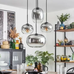 hofstein Apedo Suspension, Boule lumineuse, Suspension Clair, Fumé, 4 lumières