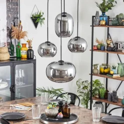 hofstein Apedo Suspension, Boule lumineuse, Suspension Fumé, 4 lumières