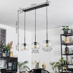 hofstein Apedo Suspension, Boule lumineuse, Suspension Clair, 3 lumières